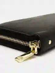 Черный кошелёк женский, на молнии, с ремешком на руку