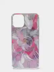 Фиолетовый чехол для iPhone 12/12 Pro/12 Mini с цветочным узором, блестки