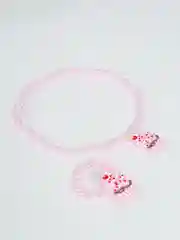Коралловый меланж подарочный набор детский бусы и браслет