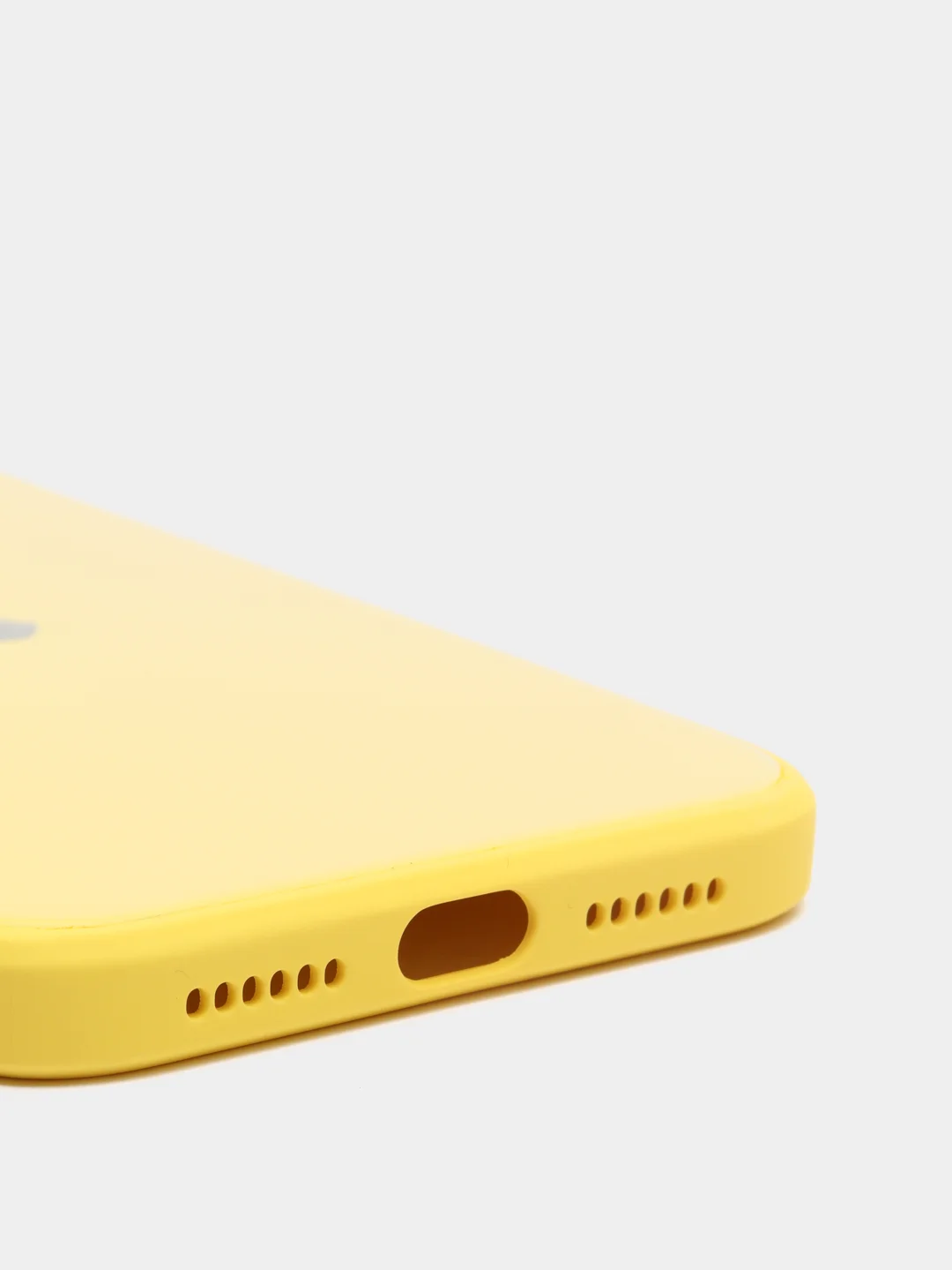 Желтый чехол для iPhone Xr/ 11/ 12/ mini/ Pro/ ProMax, силиконовый со стеклянной панелью