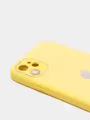 Желтый чехол для iPhone Xr/ 11/ 12/ mini/ Pro/ ProMax, силиконовый со стеклянной панелью