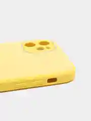 Желтый чехол для iPhone Xr/ 11/ 12/ mini/ Pro/ ProMax, силиконовый со стеклянной панелью