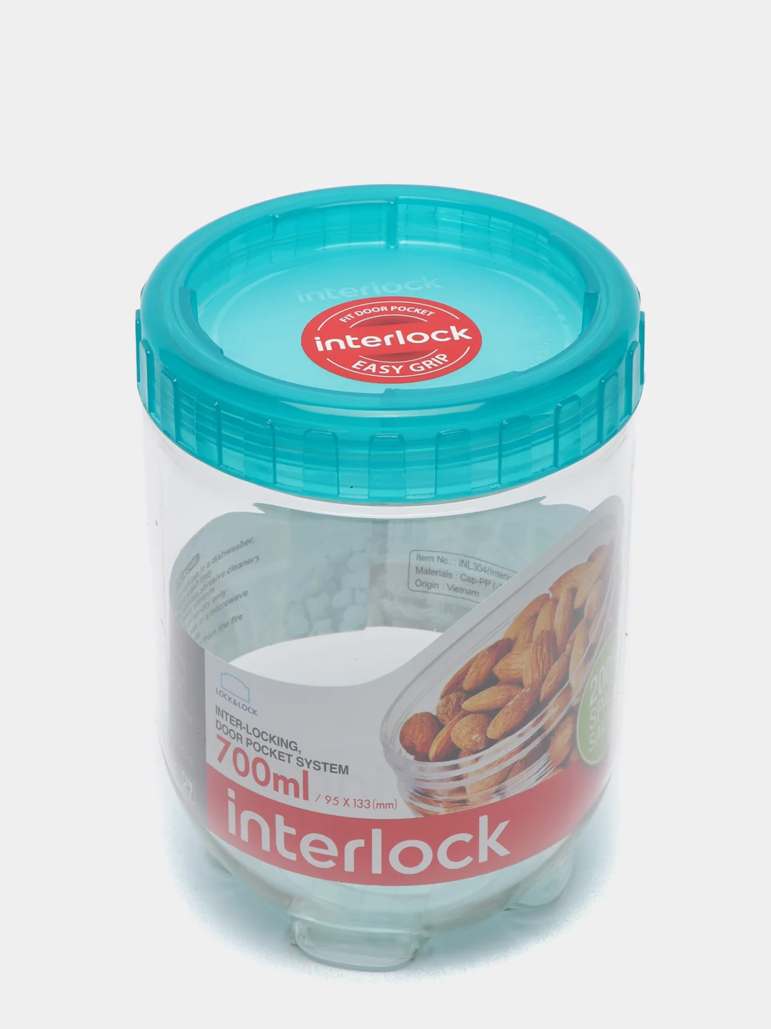 Бирюзовый банка для хранения сыпучих продуктов "LocknLock" Interlock, 700 мл