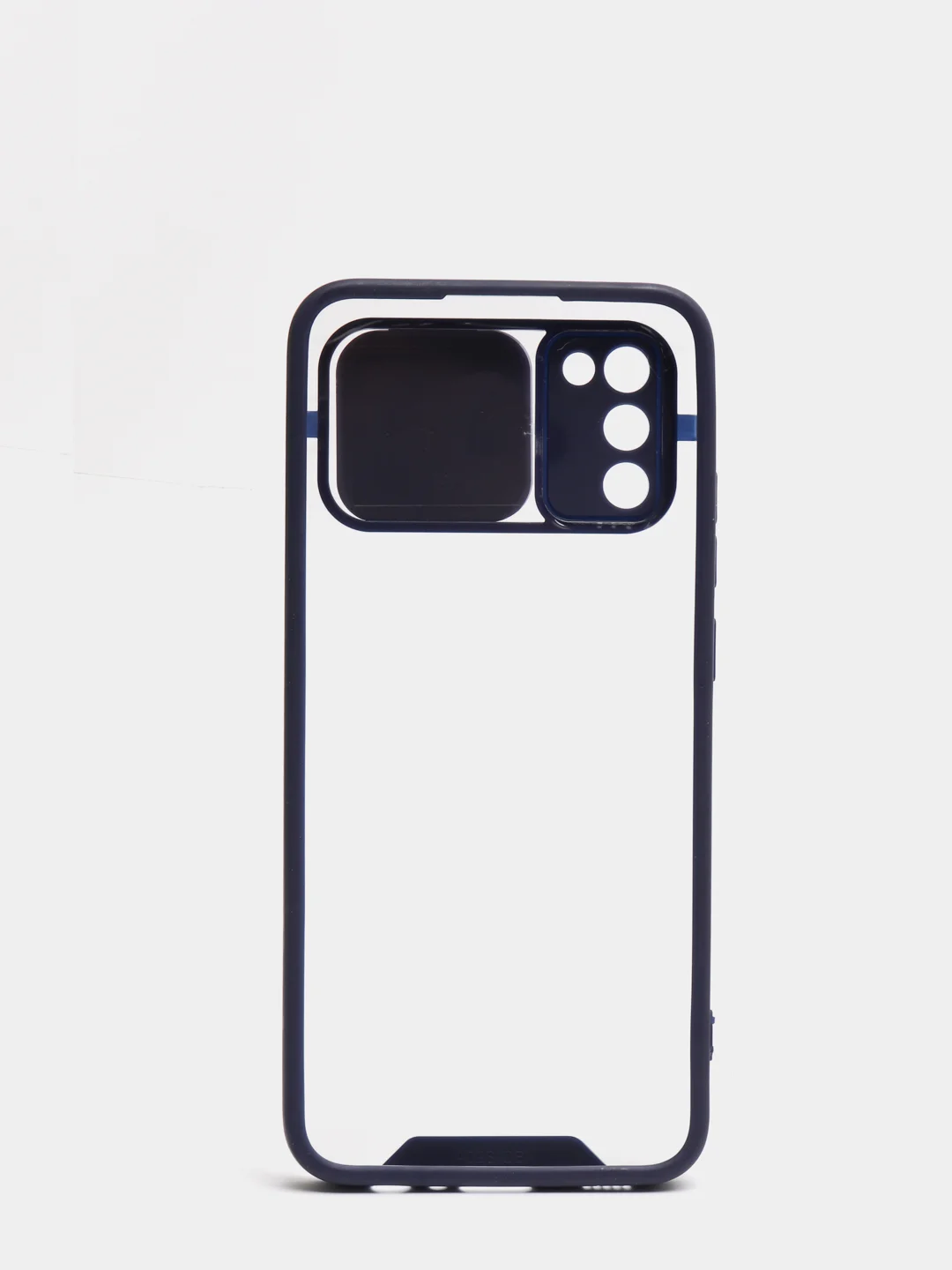 Темно-синий чехол Samsung Galaxy A02s, Самсунг Галакси А02с пластиковый прозрачный с защитой камеры