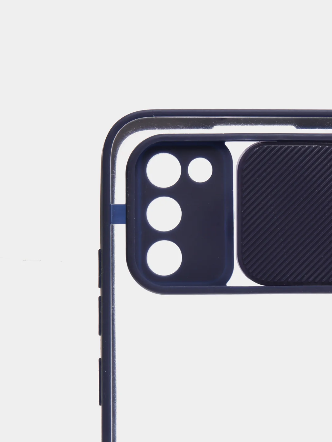 Темно-синий чехол Samsung Galaxy A02s, Самсунг Галакси А02с пластиковый прозрачный с защитой камеры