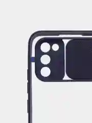 Темно-синий чехол Samsung Galaxy A02s, Самсунг Галакси А02с пластиковый прозрачный с защитой камеры