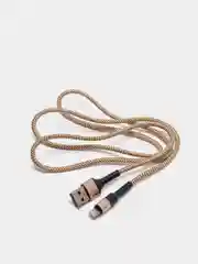 Золотой кабель Micro USB, Type-C, Lightning - Iphone (быстрая зарядка андроид) тканевый нейлоновый