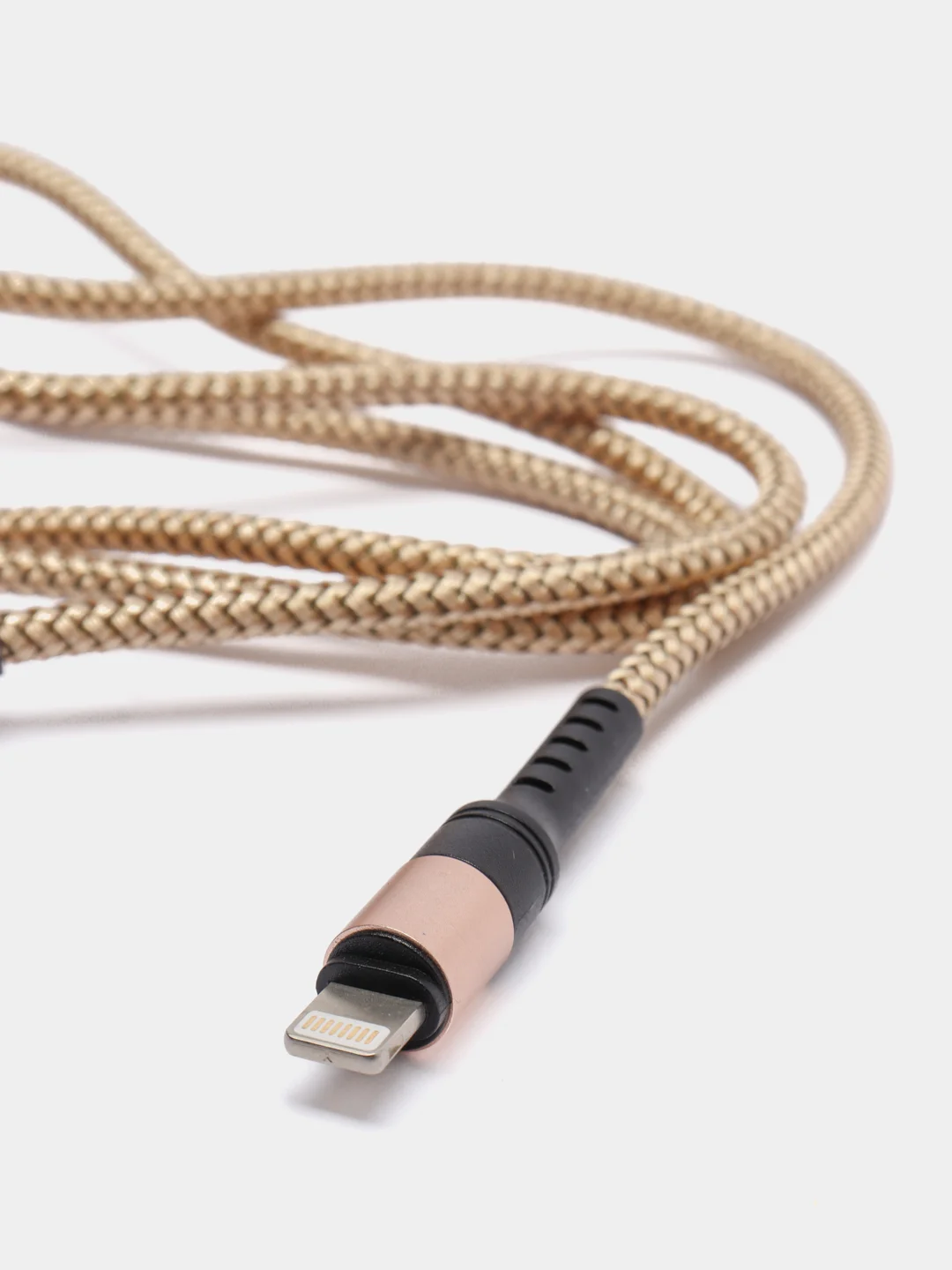 Золотой кабель Micro USB, Type-C, Lightning - Iphone (быстрая зарядка андроид) тканевый нейлоновый