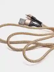 Золотой кабель Micro USB, Type-C, Lightning - Iphone (быстрая зарядка андроид) тканевый нейлоновый