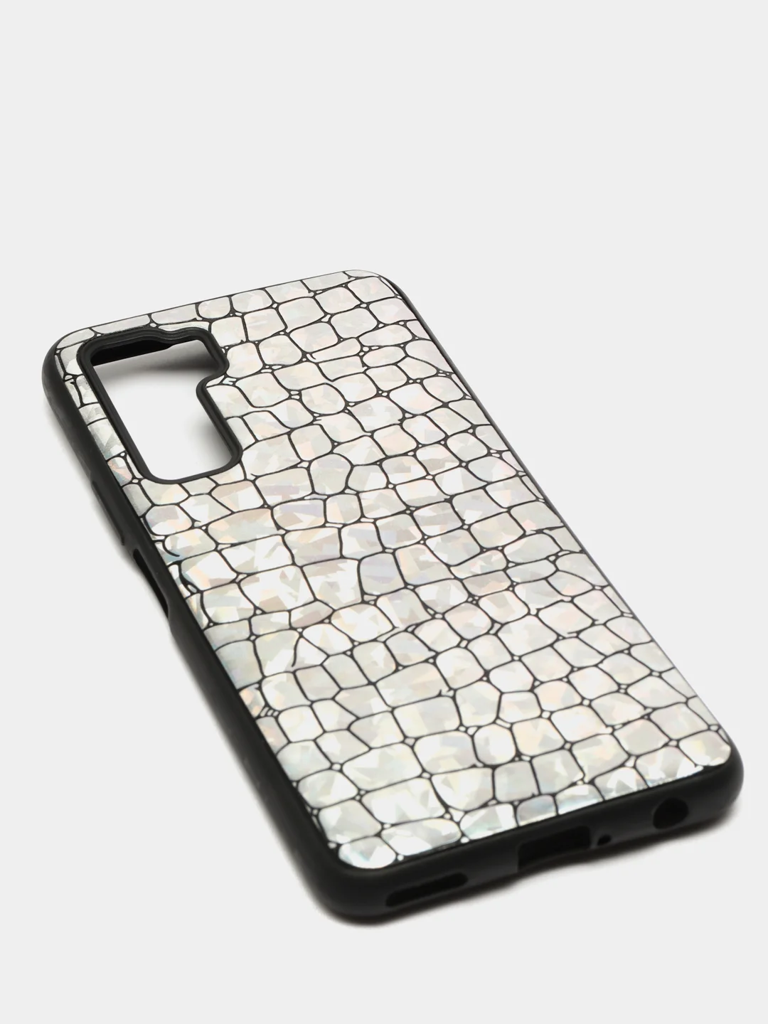 Серебряный чехол Huawei Honor 30s, Хуавей Хонор 30с силиконовый, имитация змеиной кожи