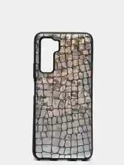 Серебряный чехол Huawei Honor 30s, Хуавей Хонор 30с силиконовый, имитация змеиной кожи