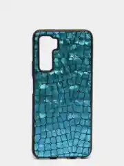 Голубой чехол Huawei Honor 30s, Хуавей Хонор 30с силиконовый, имитация змеиной кожи