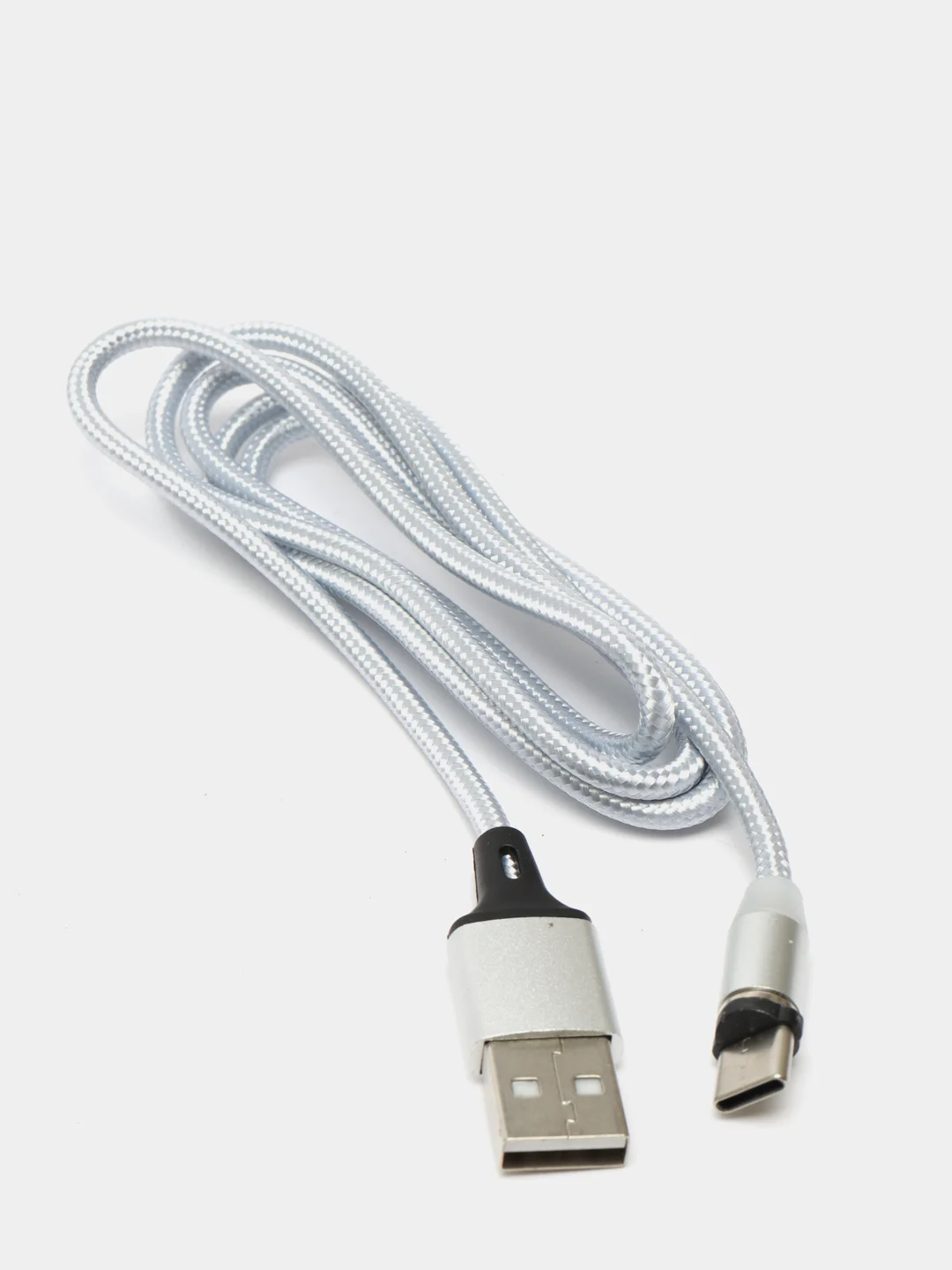 Серебряный кабель для зарядки, 2.1A + магнитный коннектор, Lightning, Type-C, Micro USB, 1 метр
