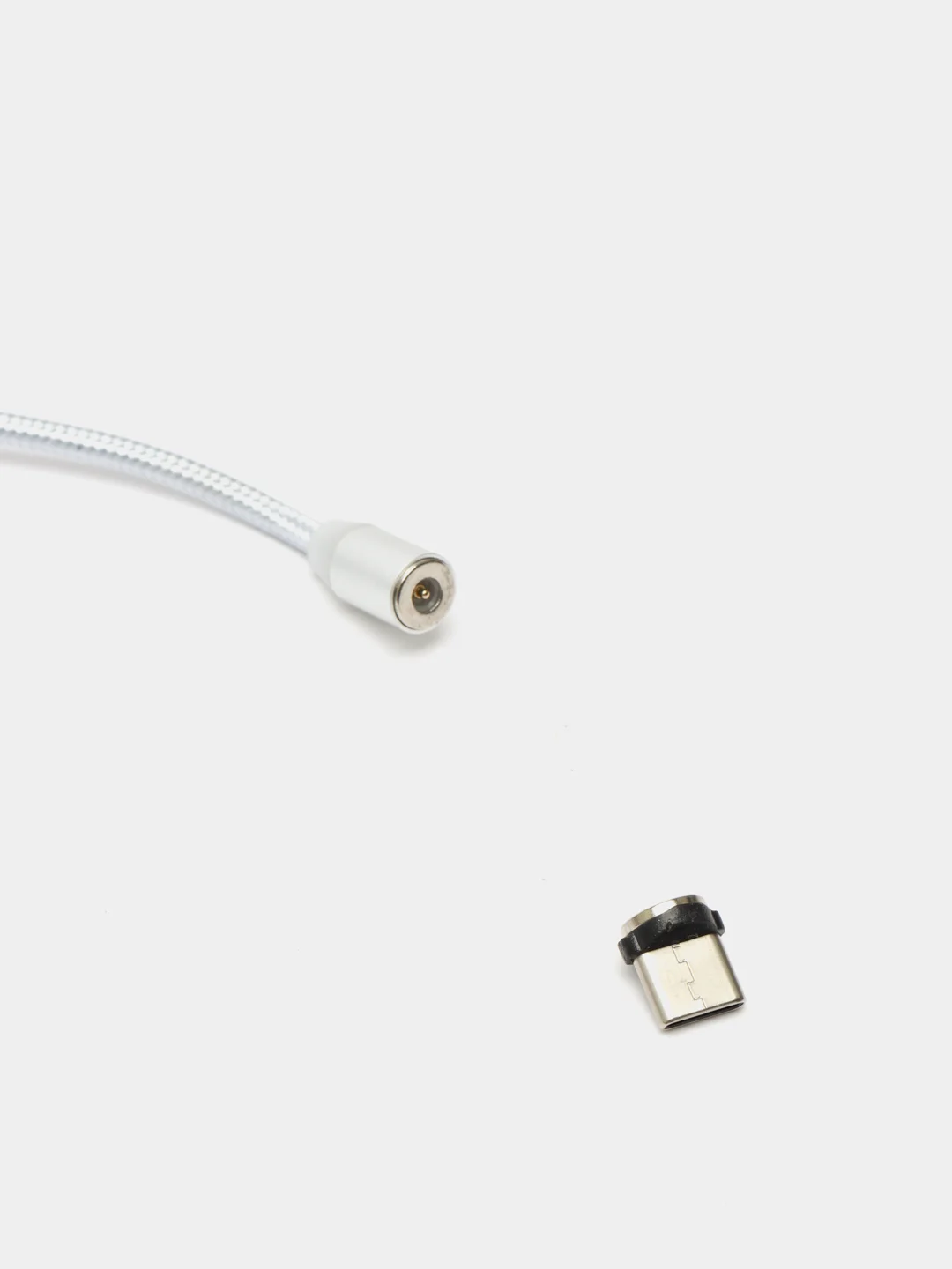 Серебряный кабель для зарядки, 2.1A + магнитный коннектор, Lightning, Type-C, Micro USB, 1 метр