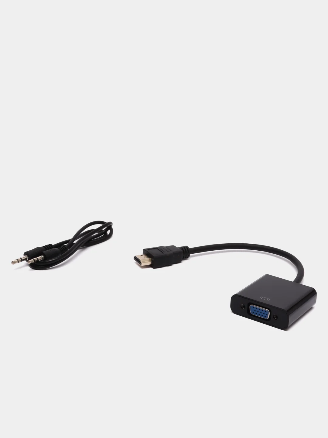 Черный адаптер HDMI to VGA, 20 см, переходник VGA на HDMI, кабель HDMI - VGA, конвертер HDMI - VGA