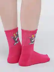 Розовый женские носки цветные, с рисунком
