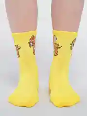 Желтый женские носки цветные, с рисунком