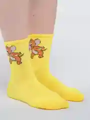 Желтый женские носки цветные, с рисунком
