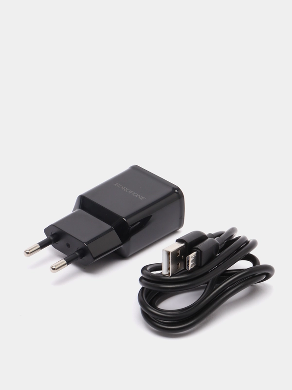 Блок питания сетевой USB Borofone BA59A, пластик огнестойкий, QC3.0, 18W, Micro-USB