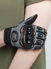 Серый металлик перчатки для езды на мототехнике, с защитными вставками