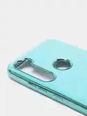 Голубой чехол Xiaomi Redmi Note 8 2019/21 цветной, силиконовый, с глянцевой рамкой (Редми Нот 8)