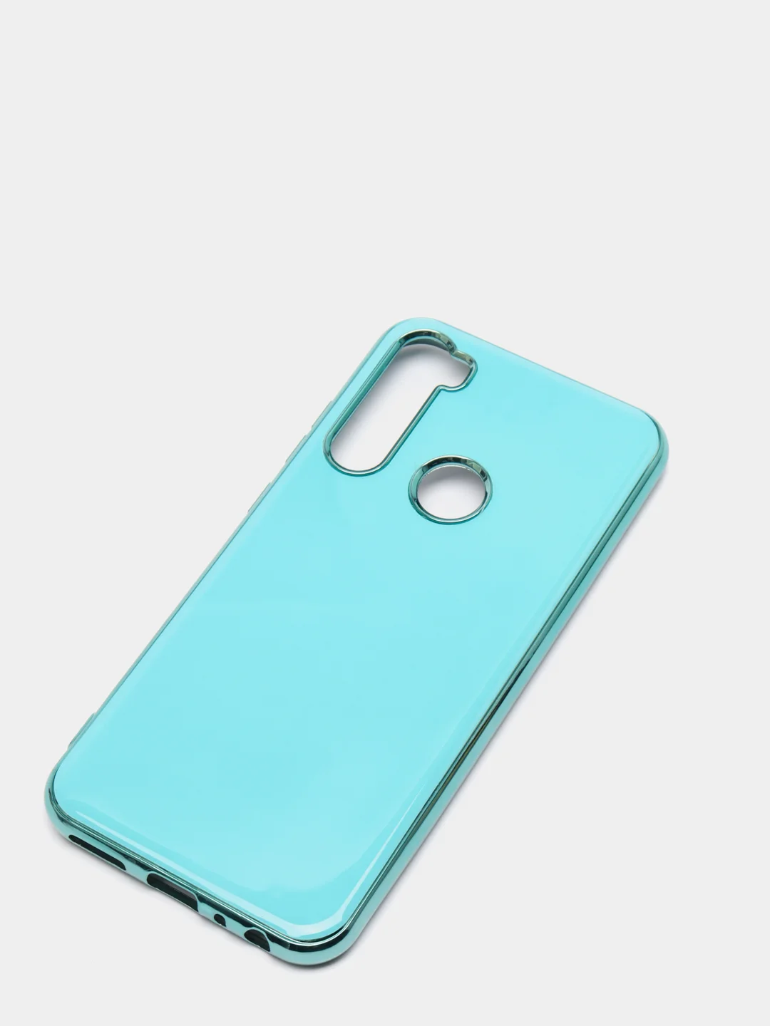 Голубой чехол Xiaomi Redmi Note 8 2019/21 цветной, силиконовый, с глянцевой рамкой (Редми Нот 8)