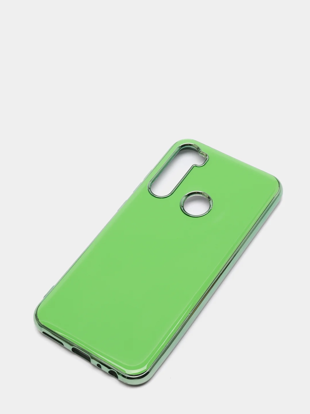 Зеленый чехол Xiaomi Redmi Note 8 2019/21 цветной, силиконовый, с глянцевой рамкой (Редми Нот 8)