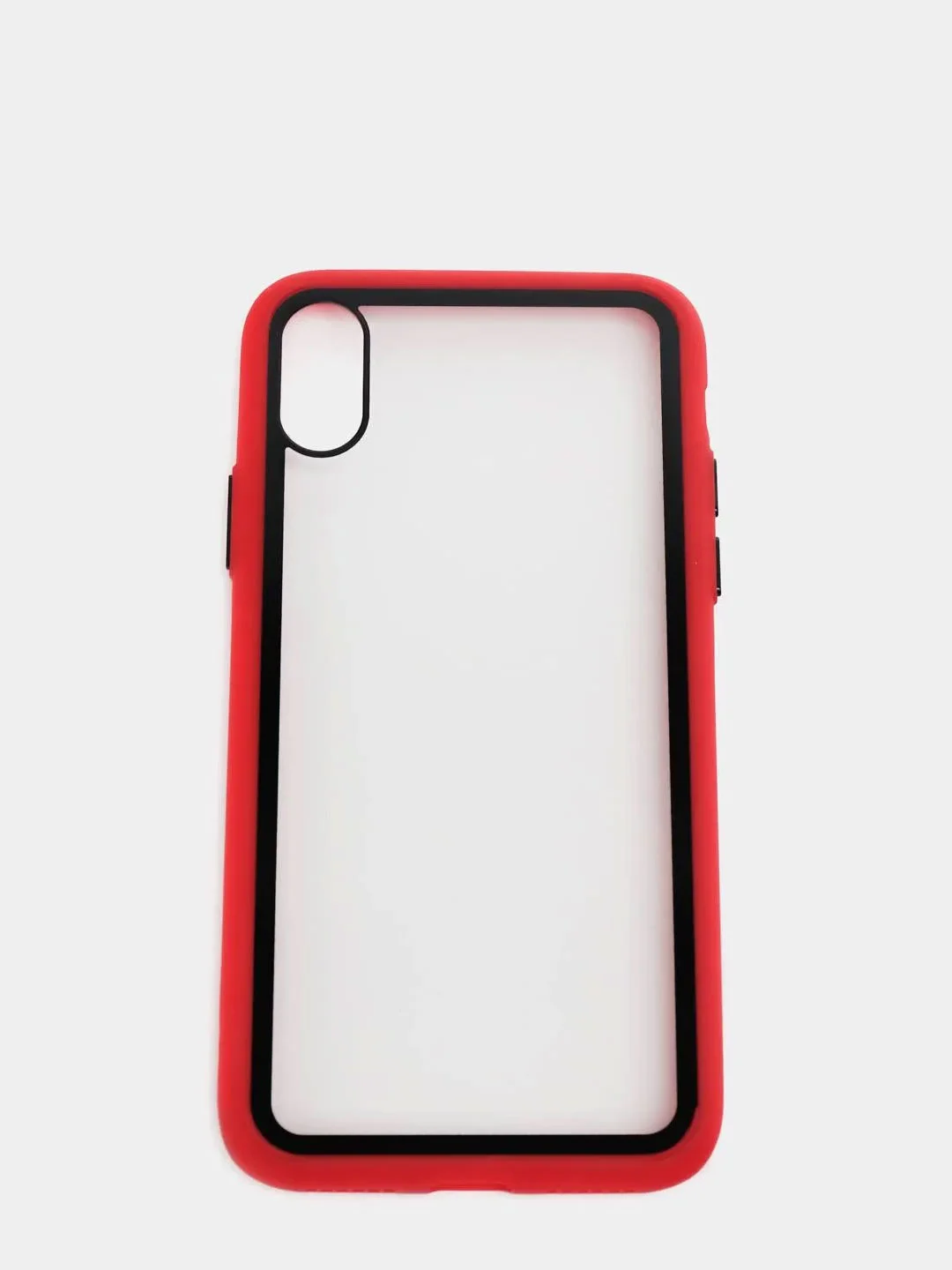 Красный чехол силиконовый на iPhone X / XS с прозрачной задней панелью mobios