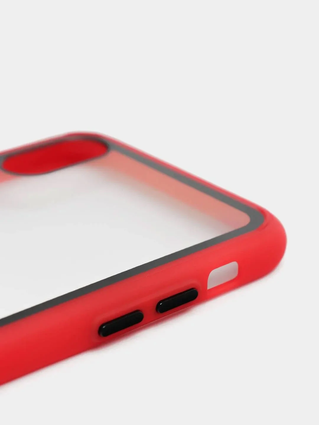 Красный чехол силиконовый на iPhone X / XS с прозрачной задней панелью mobios