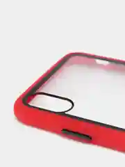 Красный чехол силиконовый на iPhone X / XS с прозрачной задней панелью mobios