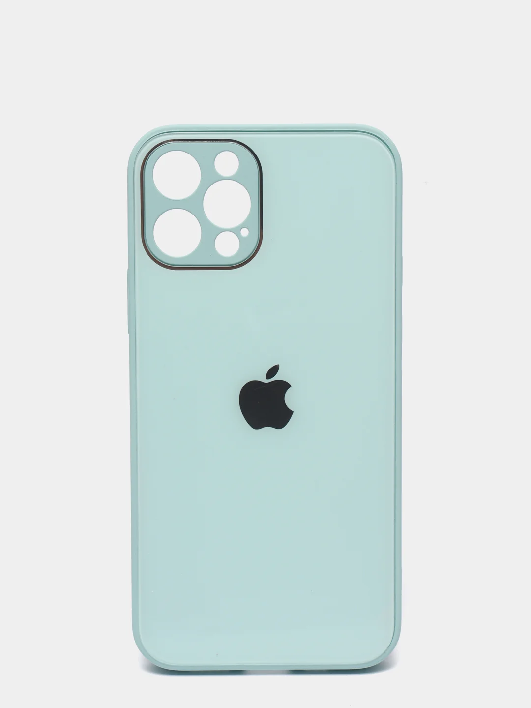 Светло-синий чехол для iPhone 11, 12, 13, 12 Pro Max, 12 Pro, силиконовый, со стеклянной панелью