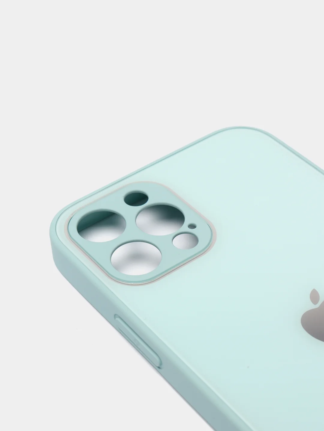 Светло-синий чехол для iPhone 11, 12, 13, 12 Pro Max, 12 Pro, силиконовый, со стеклянной панелью