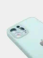 Светло-синий чехол для iPhone 11, 12, 13, 12 Pro Max, 12 Pro, силиконовый, со стеклянной панелью