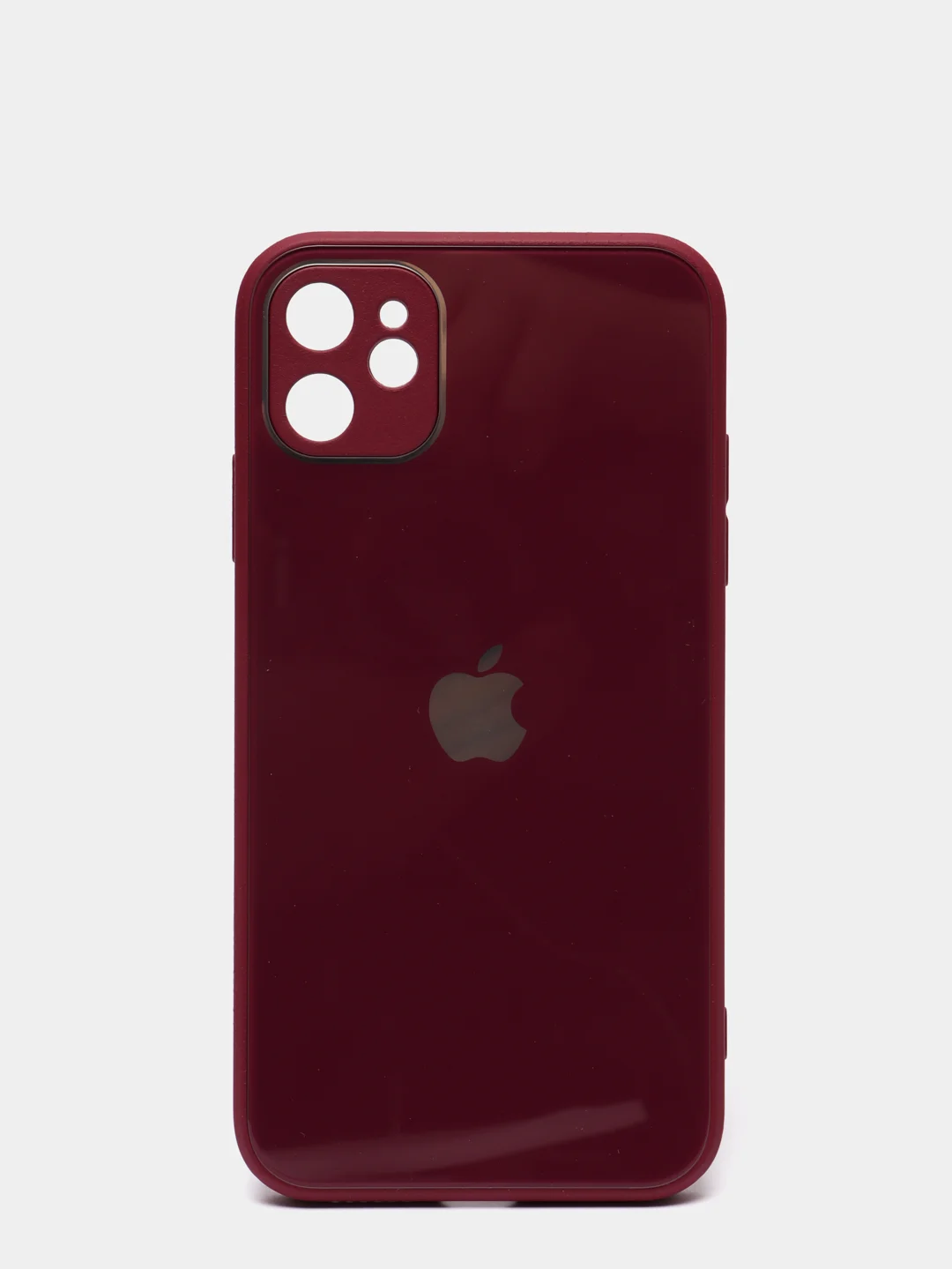 Бордовый чехол для iPhone 11, 12, 13, 12 Pro Max, 12 Pro, силиконовый, со стеклянной панелью