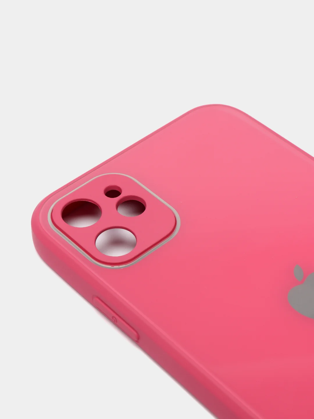 Тёмно-розовый чехол для iPhone 11, 12, 13, 12 Pro Max, 12 Pro, силиконовый, со стеклянной панелью