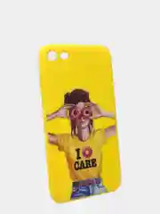 Желтый защитный силиконовый чехол для iPhone 7 / 8, с девушкой