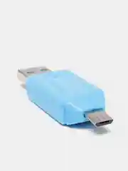 Синий картридер USB на Micro USB, SD-card, microSD, адаптер для телефона