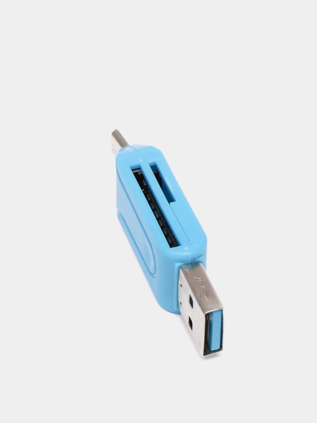 Синий картридер USB на Micro USB, SD-card, microSD, адаптер для телефона