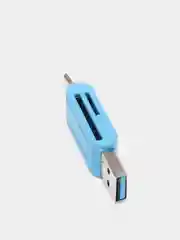 Синий картридер USB на Micro USB, SD-card, microSD, адаптер для телефона