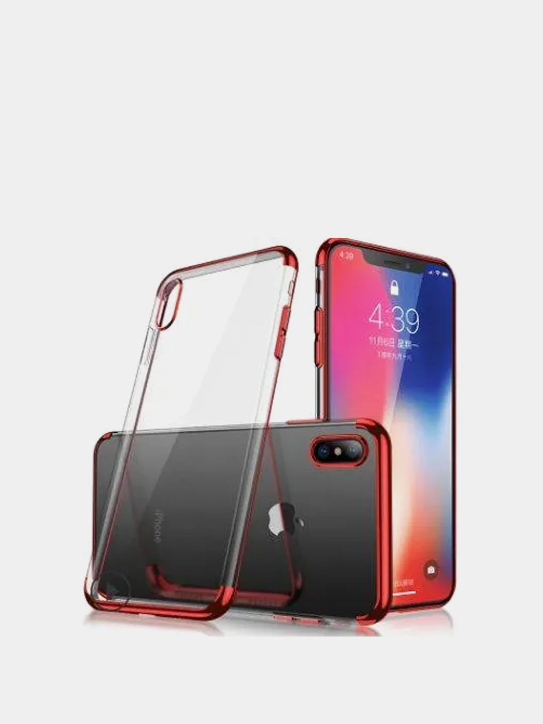 Красный чехол силиконовый прозрачный на iphone