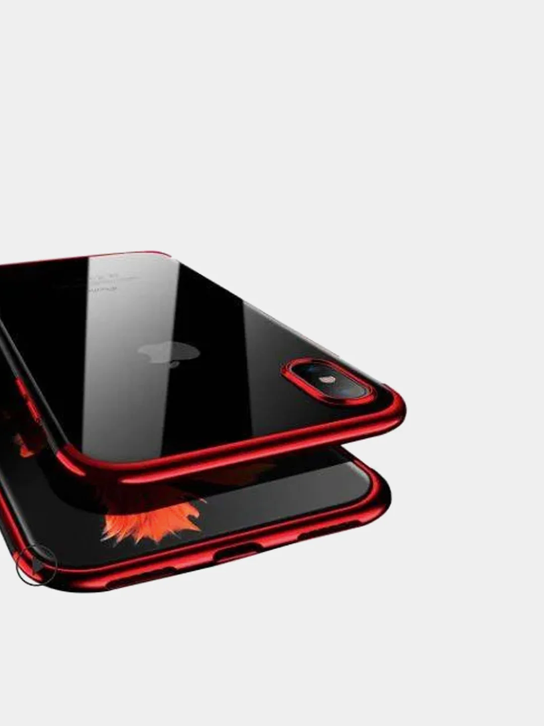 Красный чехол силиконовый прозрачный на iphone