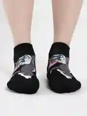 Черный носки короткие женские, цветные, с принтом