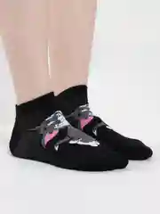Черный носки короткие женские, цветные, с принтом