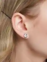 Белый серьги-гвоздики "Мерцание" циркон, круг, 3 пары