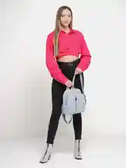 Голубой рюкзак женский, из экокожи