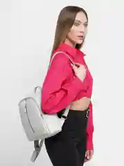 Серебряный рюкзак женский, из экокожи