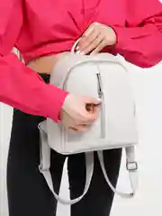 Серебряный рюкзак женский, из экокожи