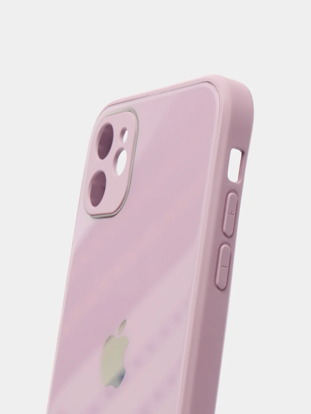 Аметистовый чехол для iPhone Xr/ 11/ 12/ mini/ Pro/ ProMax, силиконовый со стеклянной панелью