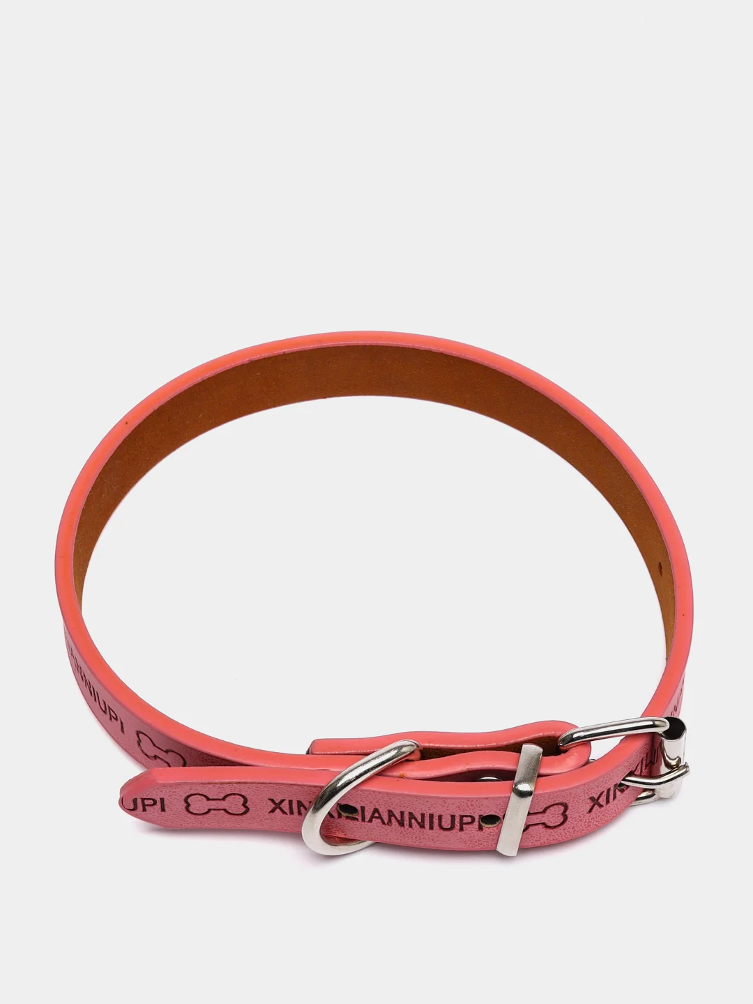 Розовый ошейник для маленьких собак, кожзам, 25-34