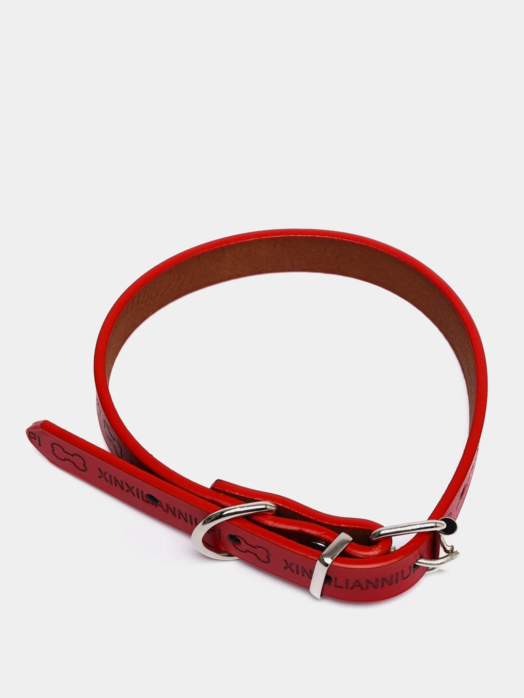 Красный ошейник для маленьких собак, кожзам, 25-34